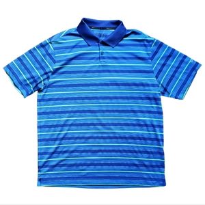 Nike Golf Tour Performance Dri Fit  Striped Polo Mens Large Blue Shirt